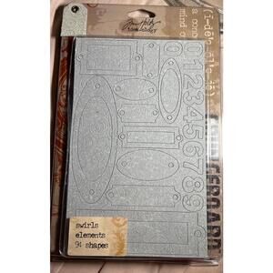 TIM HOLTZ  IDEA-OLOGY GRUNGEBOARD ~ SWIRLS ELEMENTS ~  94 SHAPES TH92486 NEW